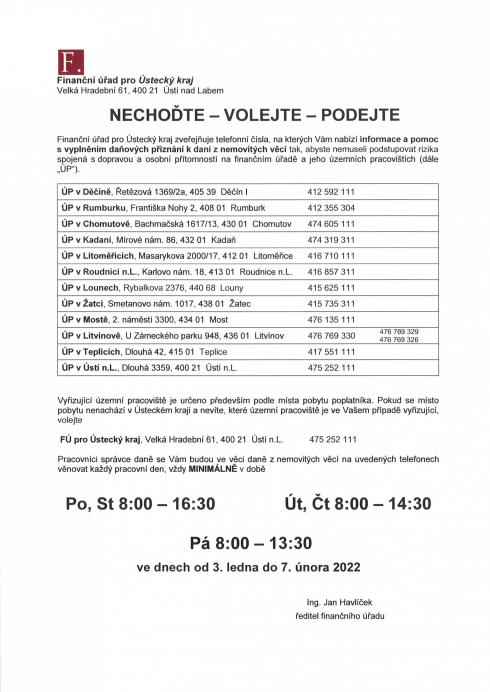 Finanční úřad - NECHOĎTE - VOLEJTE - PODEJTE