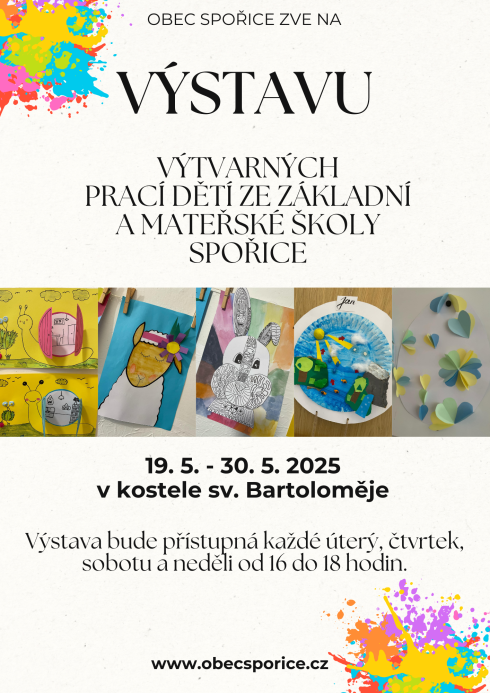 Pozvánka na výstavu výtvarných prací dětí ze ZŠ a MŠ Spořice